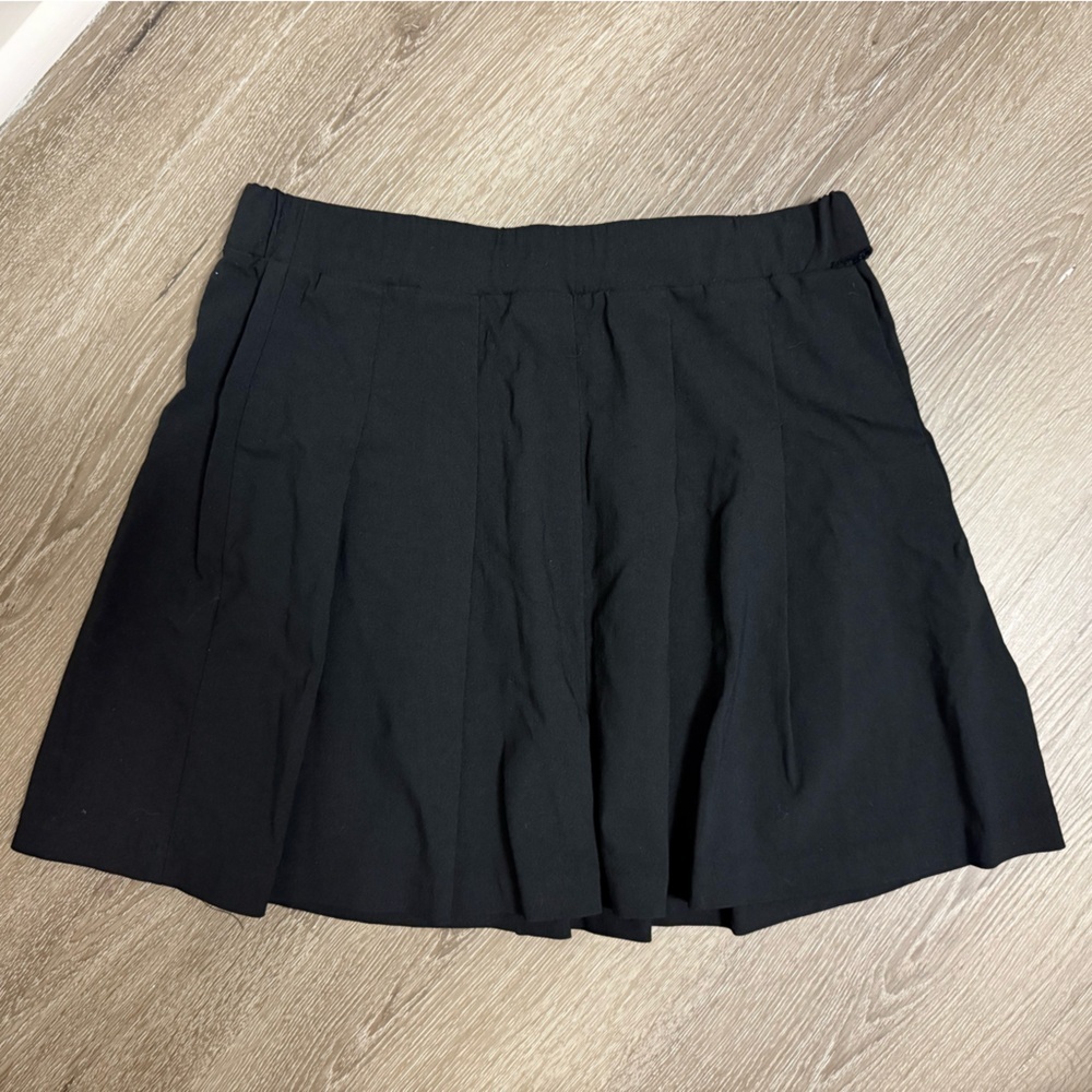 Joe Benbasset Black Neutral Pleated Mini Skirt Stretch Academia Grunge XL